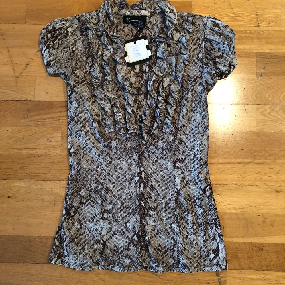 INC snakeskin sheer top